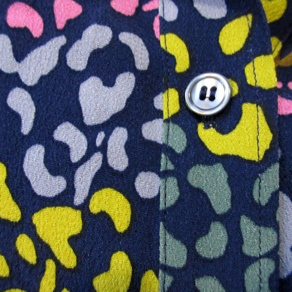 NWT Boden Charlotte in Navy Rainbow Leopard Button-up Shirt Dress US 12L UK 16L - Picture 4 of 4